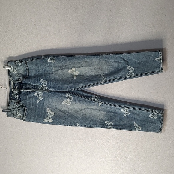 Pacsun Ultra High Rise Slim Button Fly Butterfly Theme Blue Jeans Size 26 - Picture 3 of 8